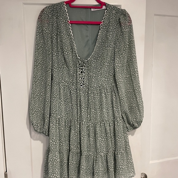 Lucy & Dity Long Sleeve green mini leopard dress - Picture 5 of 5